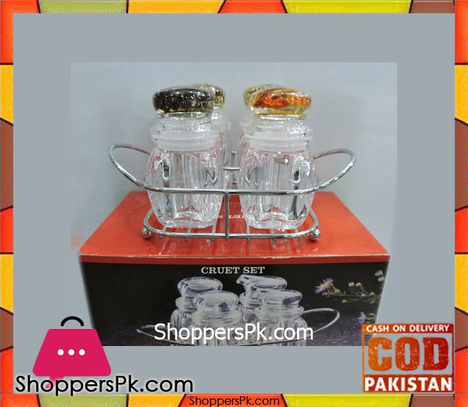 4 Pcs Mini Cruet Set Acrylic Plastic With Metal Tray Taiwan Made