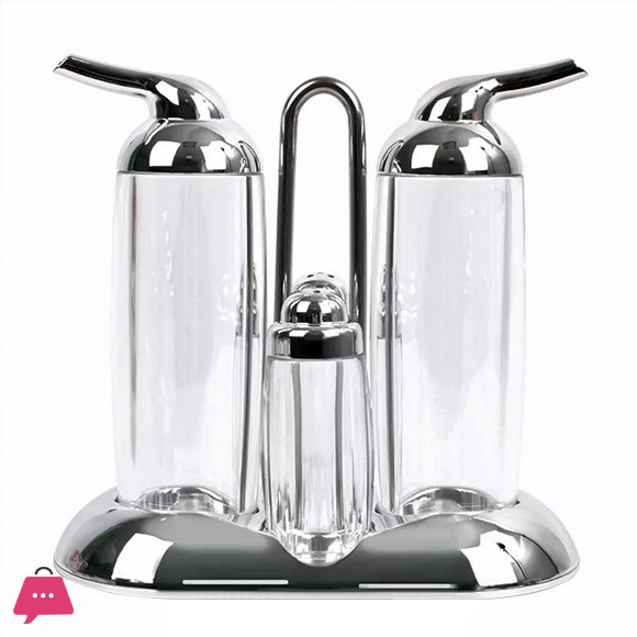 4Pcs Acrylic Condiment Set Oil Vinegar Salt Pepper Sauce Set