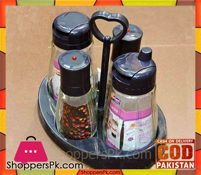 Glass Cruet Set Oil Vinegar Salt Pepper