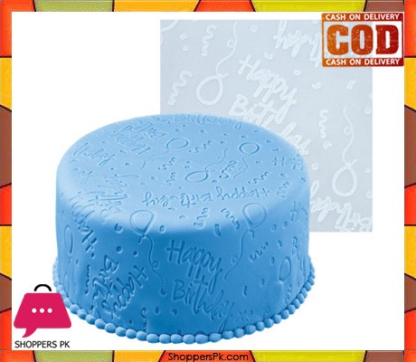 Happy Birthday Fondant Imprint Silicone Mat 20×20