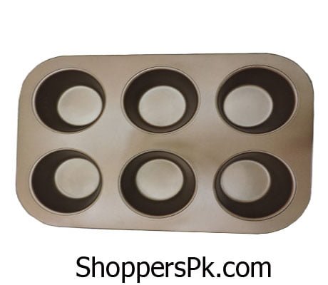 Non Stick 6 Cup Mini Cupcake & Muffin Pan Golden Brown Colored Coating