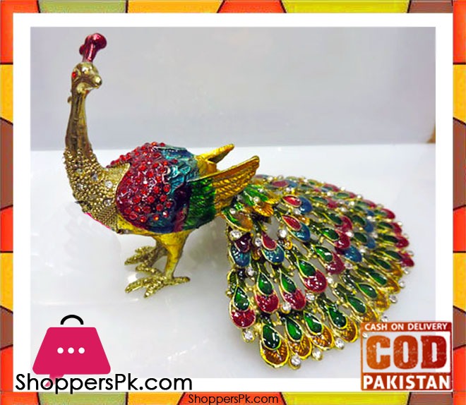Peacock Jewellery Box Pewter Metal