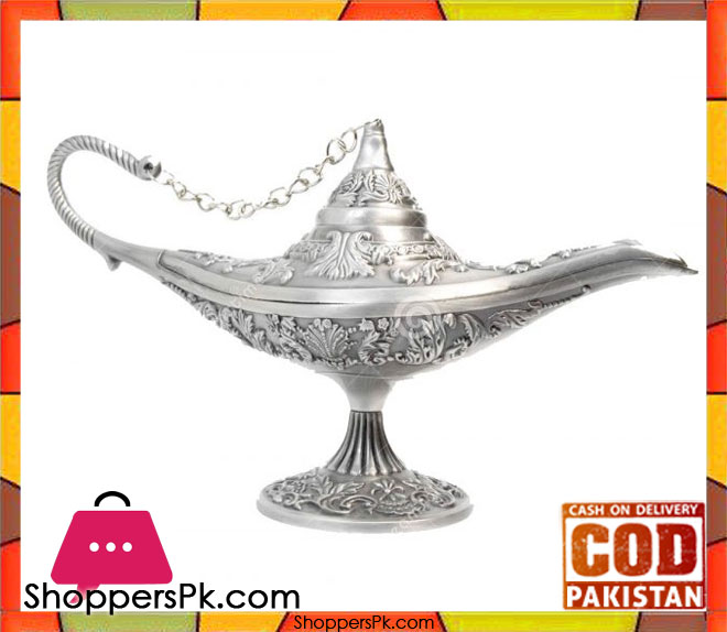 Pewter Metal Silver Aladdin Lamp Table Decoration Small