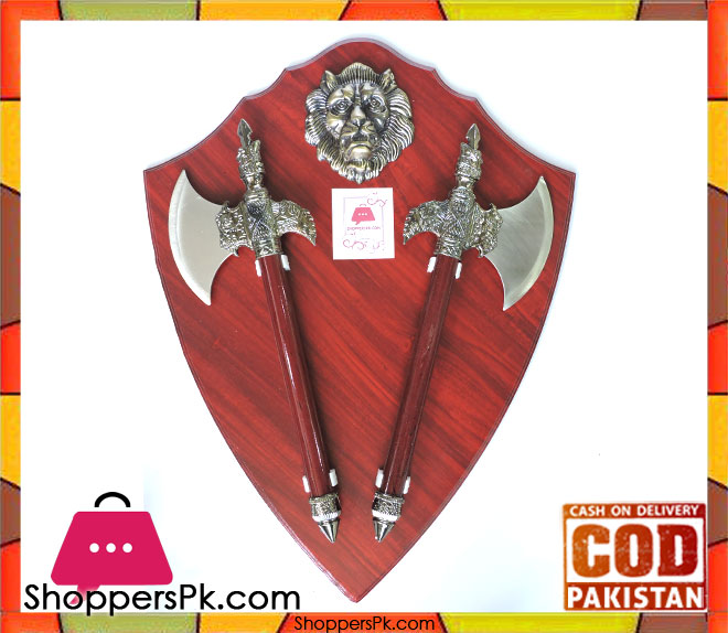 Wall Hanging Wooden Shield Axe Loin
