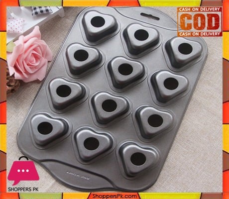 Mini Cheese cake Pan 12 Cups Pan Heart Shape Drop Bottom