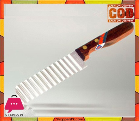 Crinkle Cutter Knife Wood Handle