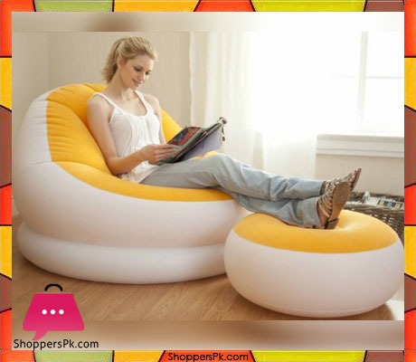 Intex Cafe Chaise Inflatable Chair With Foot Rest - 68572