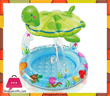 Intex Sea Turtle Shade Inflatable Baby Pool - Age 1-3 - 57119