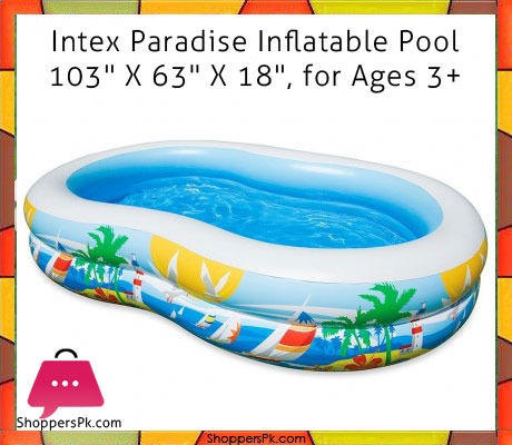 Intex Swim Center Paradise Inflatable Pool - 8.5 x 5.25 x 1.5 Feet - Age 3+ - 56490