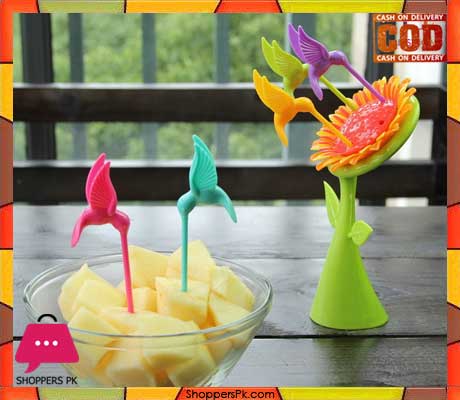 Plastic Sunflower Fruit Fork Set