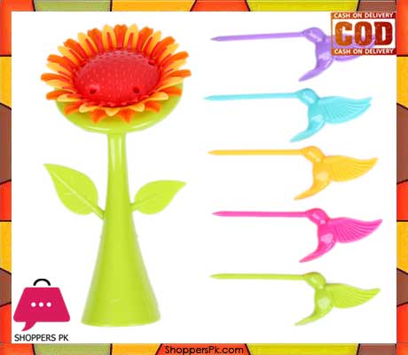Plastic Sunflower Fruit Fork Set
