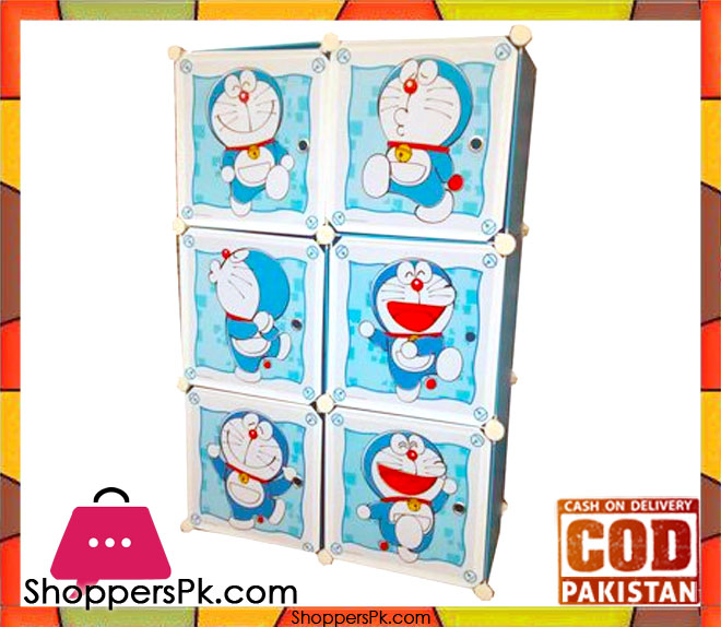 Portable 6 Cubes Cabinet Doraemon