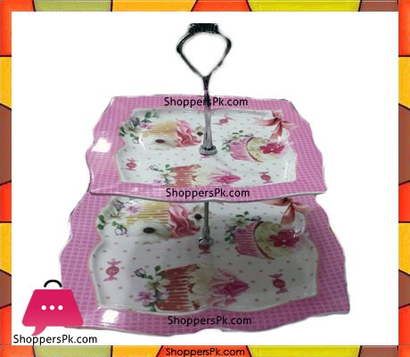 2 Tier Cup Pink Cake Stand in Pakistan
