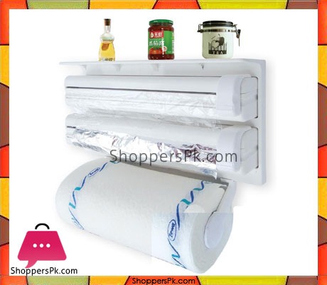 Triple Paper Dispenser Tri wrap, Foil Paper, Cling Cutter, Kitchen Tool