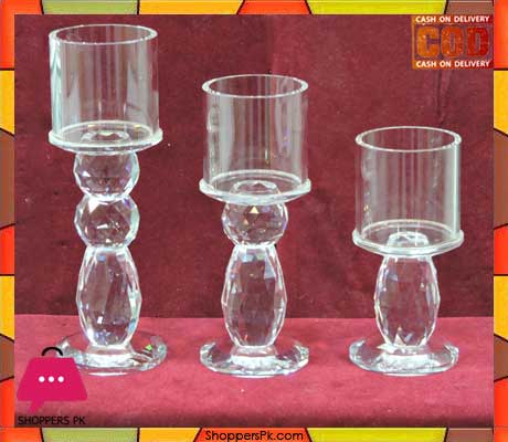 3 Pcs Crystal Candle Holder Price in Pakistan