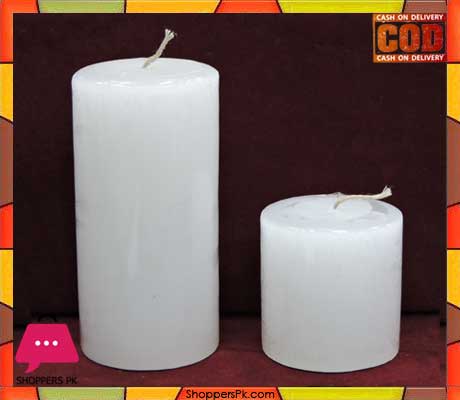 White Pillar Candle Long Burn Time Price in Pakistan 3 x 3 - Small 1 Pc
