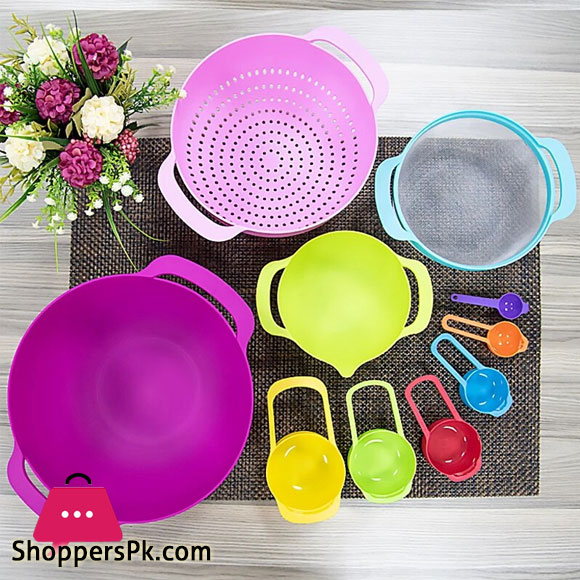 10 Piece Multicolor MEASURING Cups And Spoons Bowl Set
