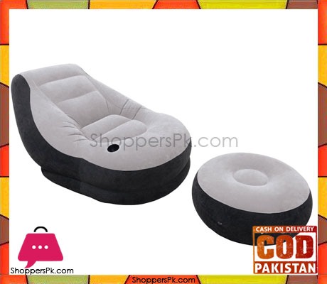 Intex Inflatable Ultra Lounge Chair With Cup Holder And Ottoman Set - 68564