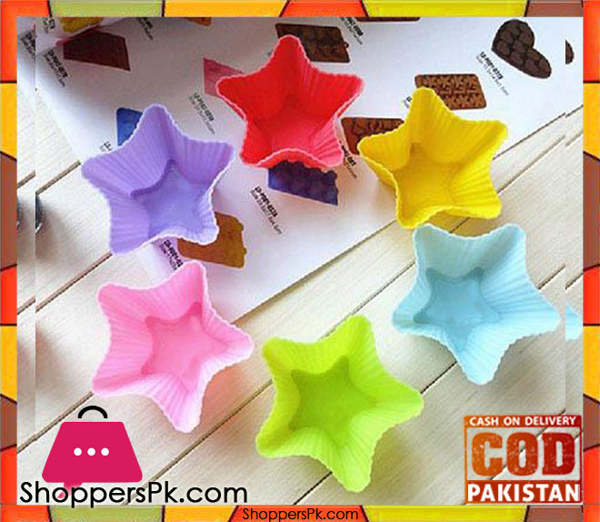 6 Pcs Silicone Cupcake Mold Star