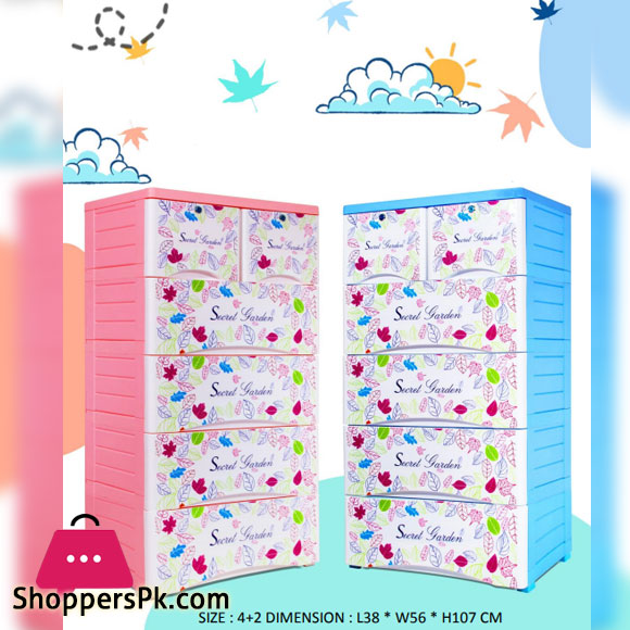 Phoenix Plastic Drawers Cabinet Secret Garden Flower 2255 4+2