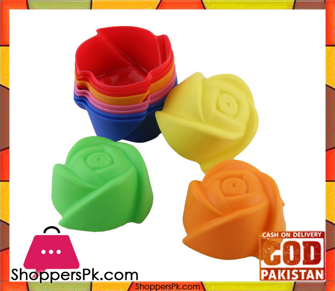 Silicone Cupcake Baking Mould Flower Pattern 12 pcs