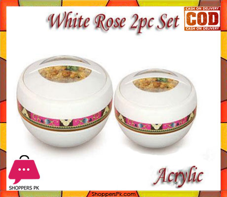 Happy White Rose 2 Pcs Hot Pot Set Acrylic