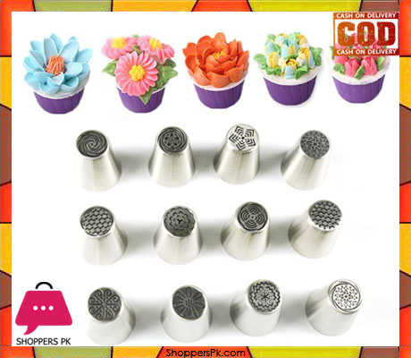 12 Pcs Russian Icing Piping Nozzles Tips Rose Tulip Cake Decorating