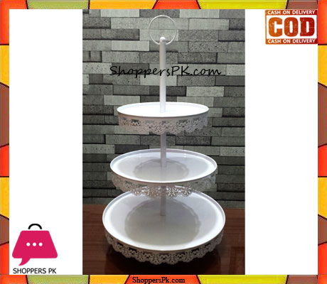 3 Tier White Iron Metal Cupcake Cake Stand