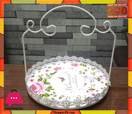 Rod Iron 1 Layers Lace Borders Cupcake Stand Round Shape