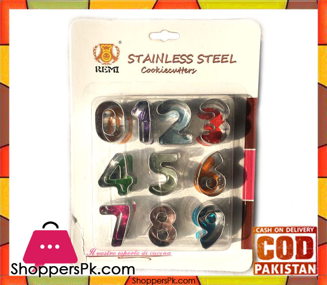 Stainless Steel Number 0-9 Cookie Cutter Set