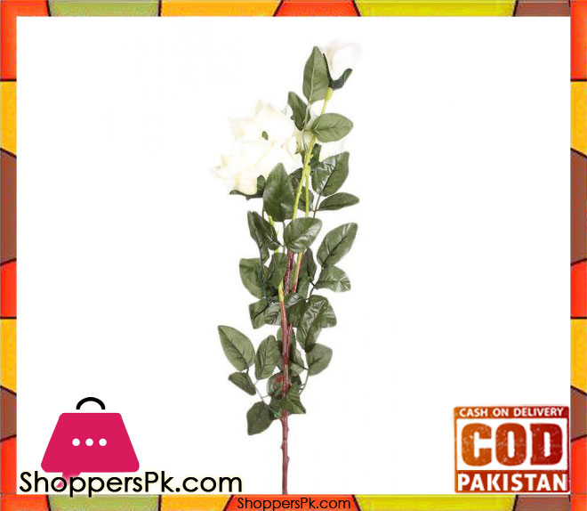 The Florist White Artificial Rose on Stick - FL99