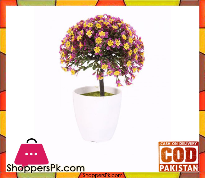 The Florist Yellow/Purple Artificial Flower in Melamine Pot - FL9