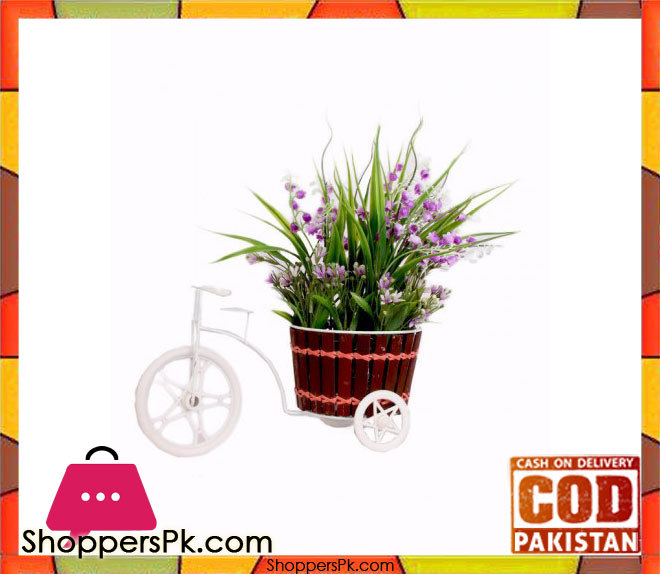 The Florist Purple Artificial Flower on Metal Cart - FL19