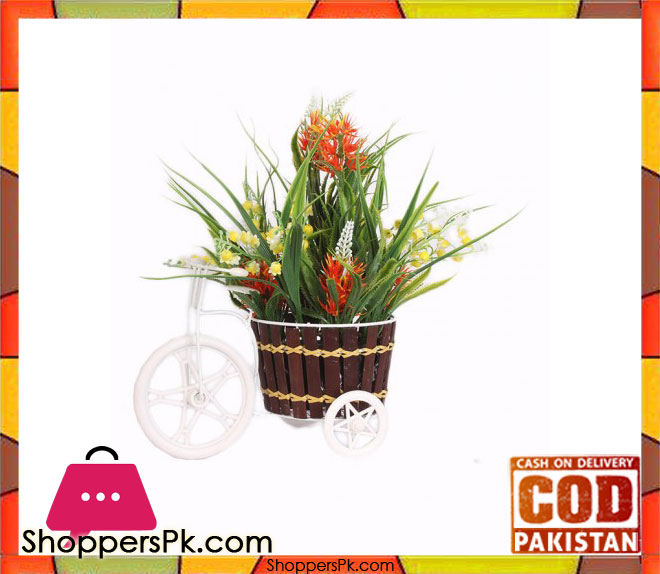 The Florist Orange Artificial Flower on Metal Cart - FL21