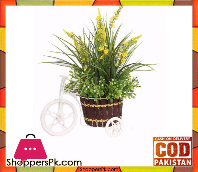 The Florist Yellow Artificial Flower on Metal Cart - FL22