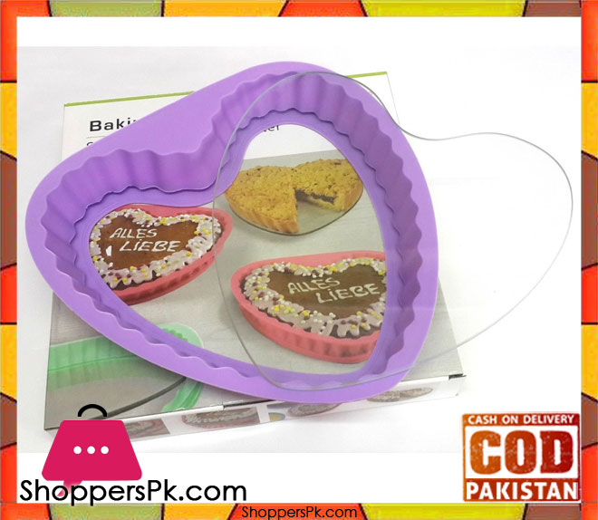 Baking Heart Shape Silicone Pan With Glass Platter