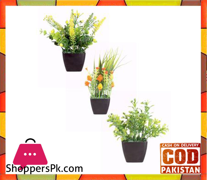 The Florist Multicolored Artificial Flower & Pot Arrangements - 3 Pieces Set - FL34