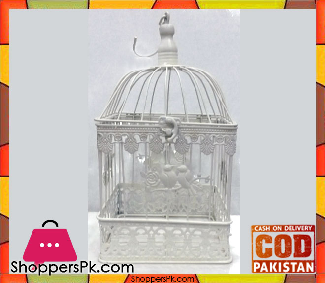 intage Iron White Square Decorative Metal Bird Cage Large