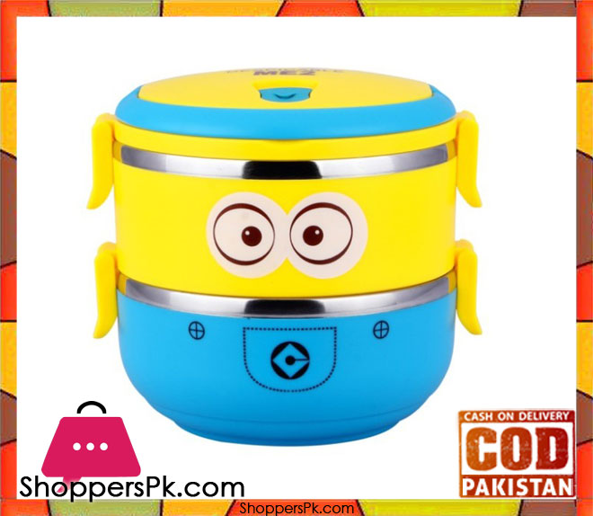 2 Layer Minion Cartoon Lunch Box For Kids