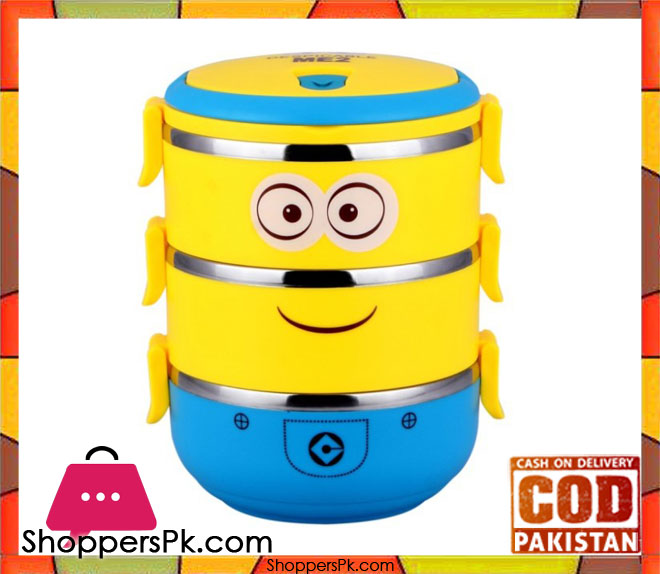 3 Layer Minion Cartoon Lunch Box For Kids
