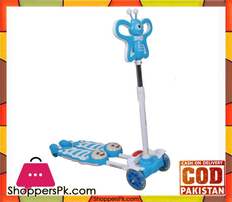 4 Wheels Kids Kick Scooter Butterfly Design Light Music