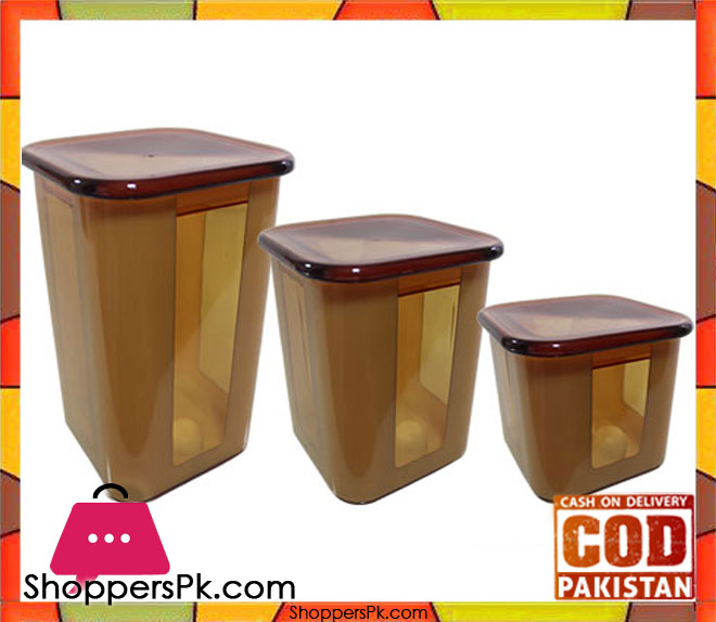 Bito Airtight Plastic Storage Container Large 3 Pcs Set Square Design