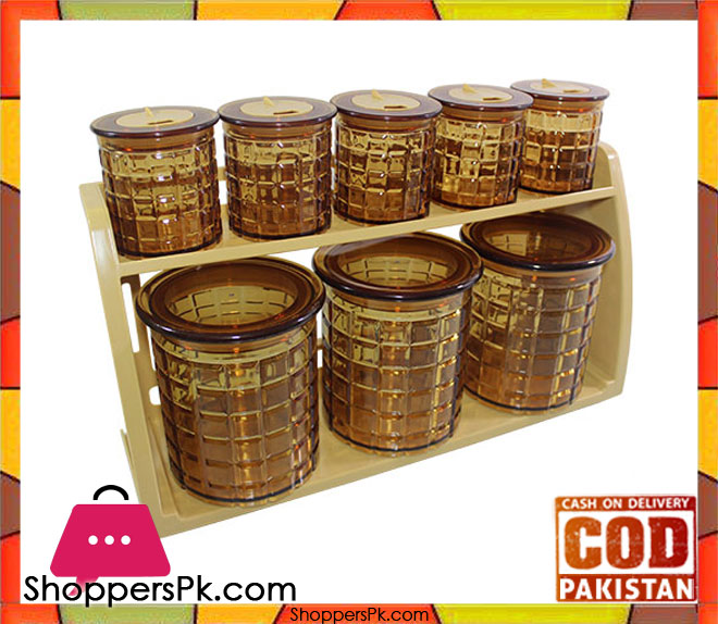 Bita Jars Set Wall Mounted Stand 9 Pcs Set Checkered