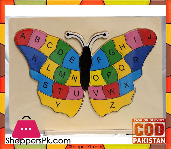 Early Educational Wooden Puzzle Toy Letter Alphabet Butterfly Pattern