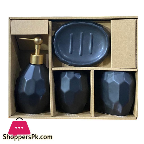 Geometric Ceramic Bathroom Set 4-Pcs