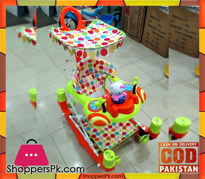 Hello Kitty Multicolor Baby Walker & Rocker with Canopy