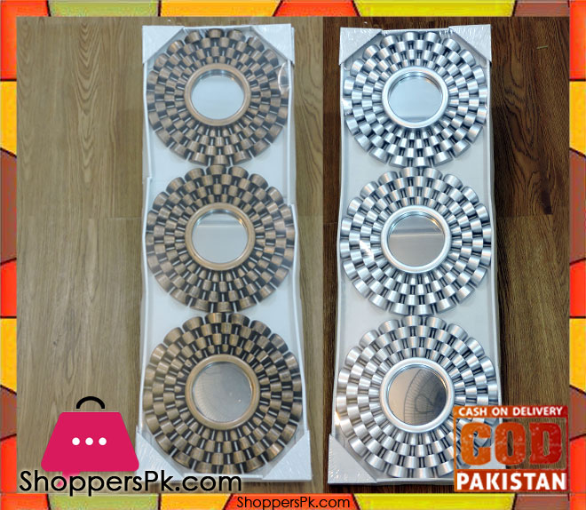 3 Pcs Plastic Frame Wall Hanging Mirror Set 24 CM
