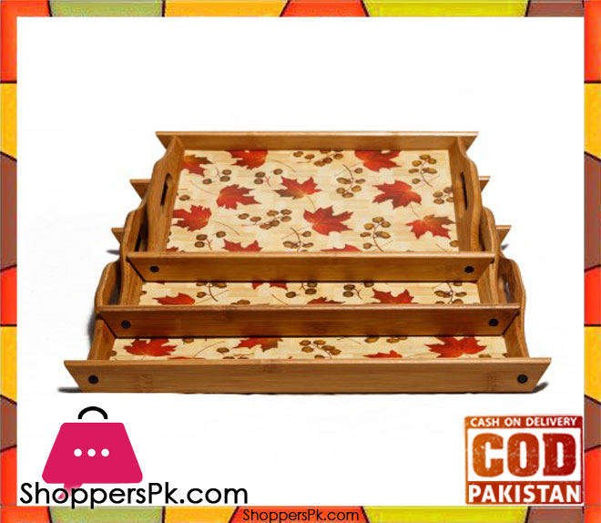 3 Piece Bamboo Serving Tray Set (Autumnal warmth)