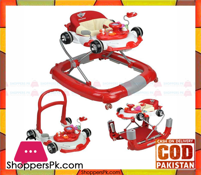 F1 Racing Car Themed Red 4-in-1 Baby Walker Play Centre