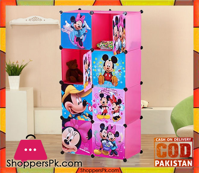 Portable 8 Cubes Cabinet Mickey Mouse